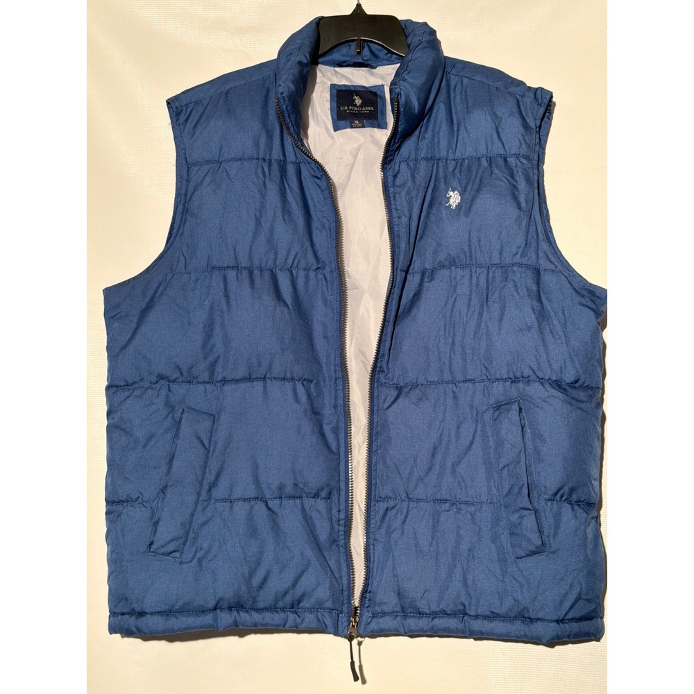 U.S. Polo Assn. Men's Puffer Vest XL Navy Blue Quilted Full Zip Jacket - Picture 7 of 7